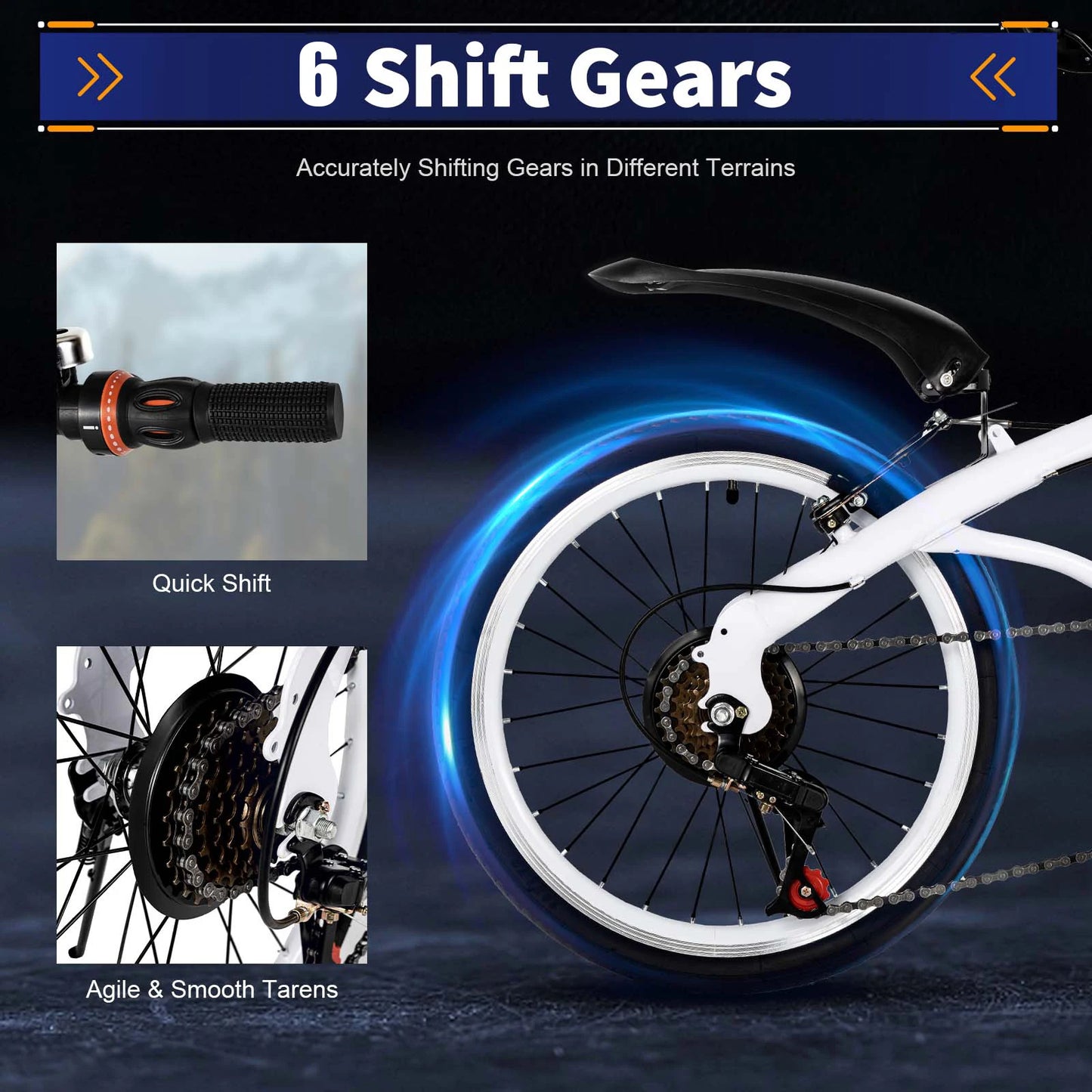 20" 6Speed Folding Bike Adult 6 Speed Carbon Steel