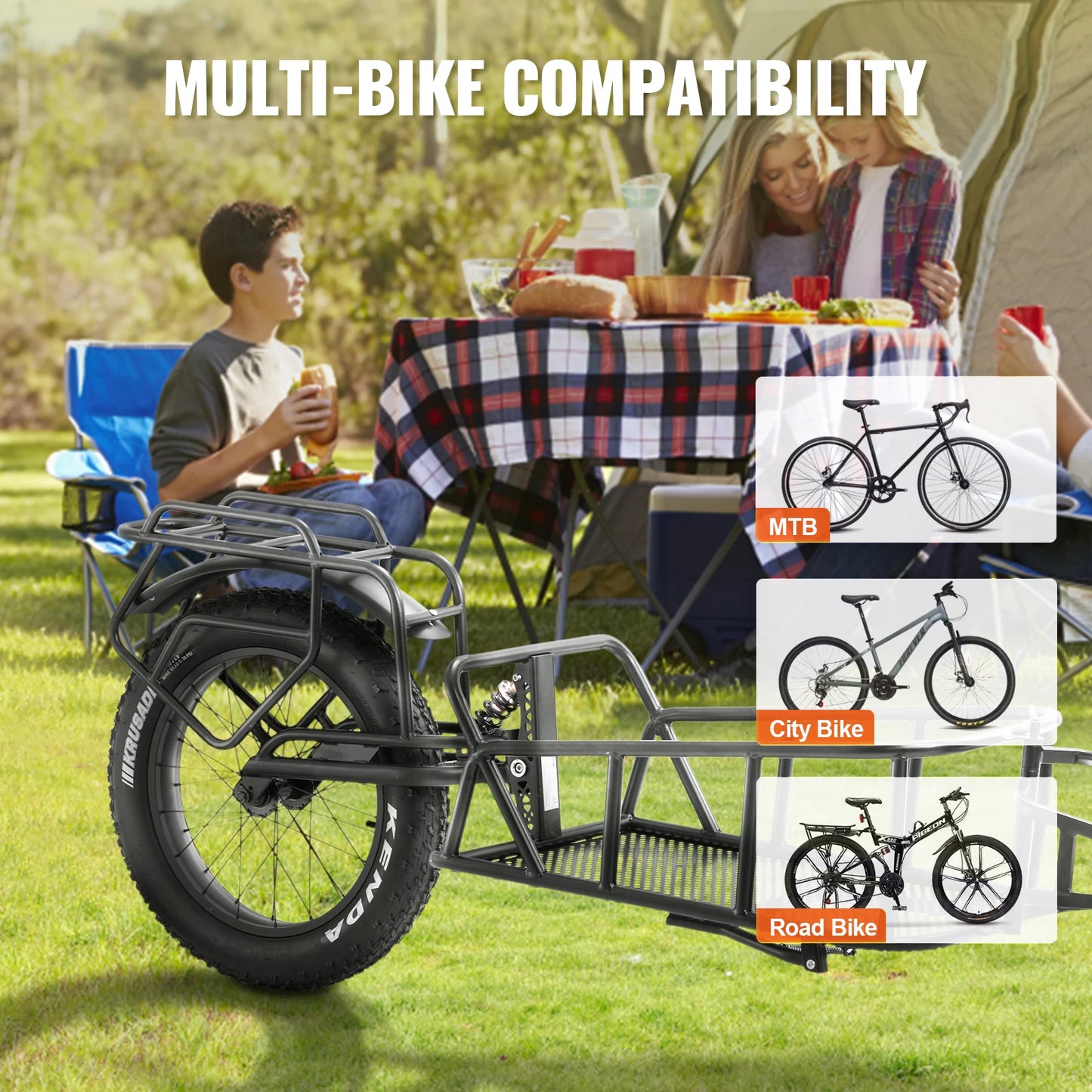 VEVOR Bike Cargo Trailer 70 lbs Load Capacity Heavy-Duty Bicycle Wagon Cart Compact Storage & Quick Release Structure 20" Wheels