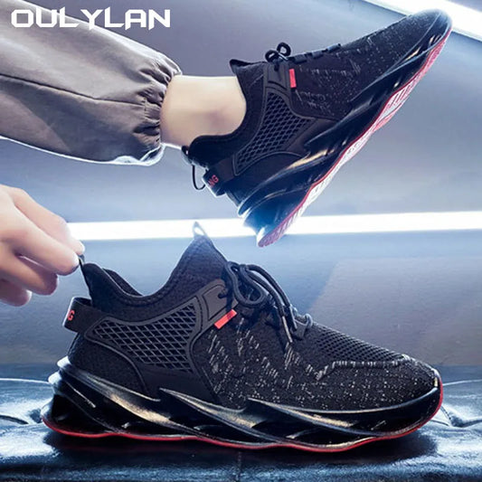 Oulylan Breathable Men Running Shoes Lightweight Sneakers Anti-slip Outdoor Men's Sneakers Soft Sports Shoes Walking Tennis