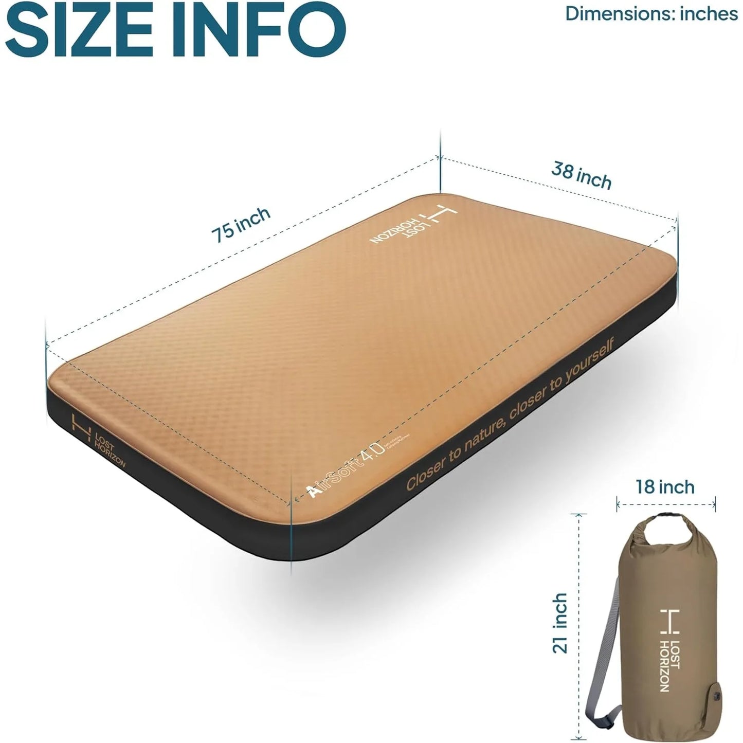 4.5” Thick Self Inflating Sleeping Pad with Solid Foam, Camping Mattress