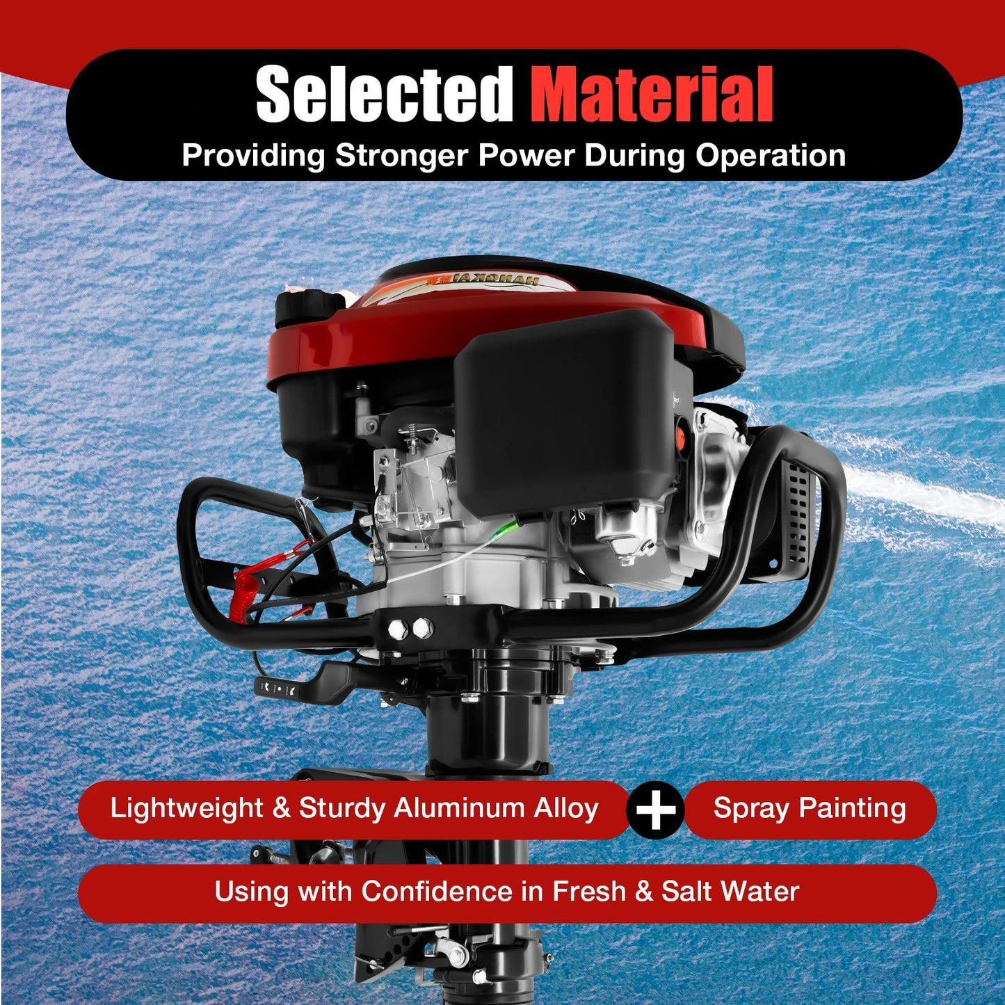 4-Stroke 7HP Boats Outboard Motor 196cc 5.1KW 4500-6000r/Min TCI Ignition Outboard Engine