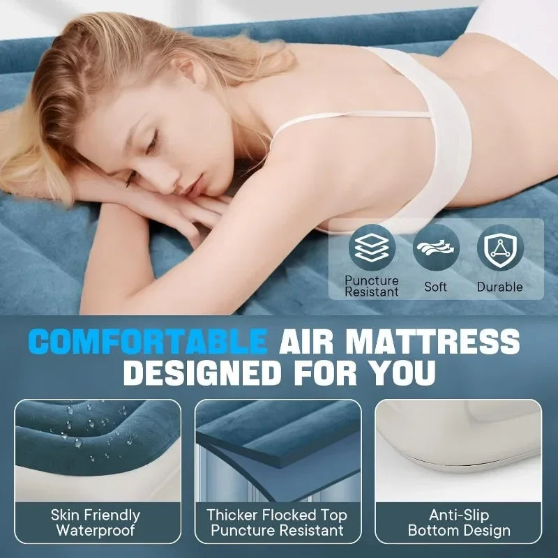 Fast&Easy Inflation/Deflation Inflatable Mattress,Foldable Blow Up Mattress with Storage Bag