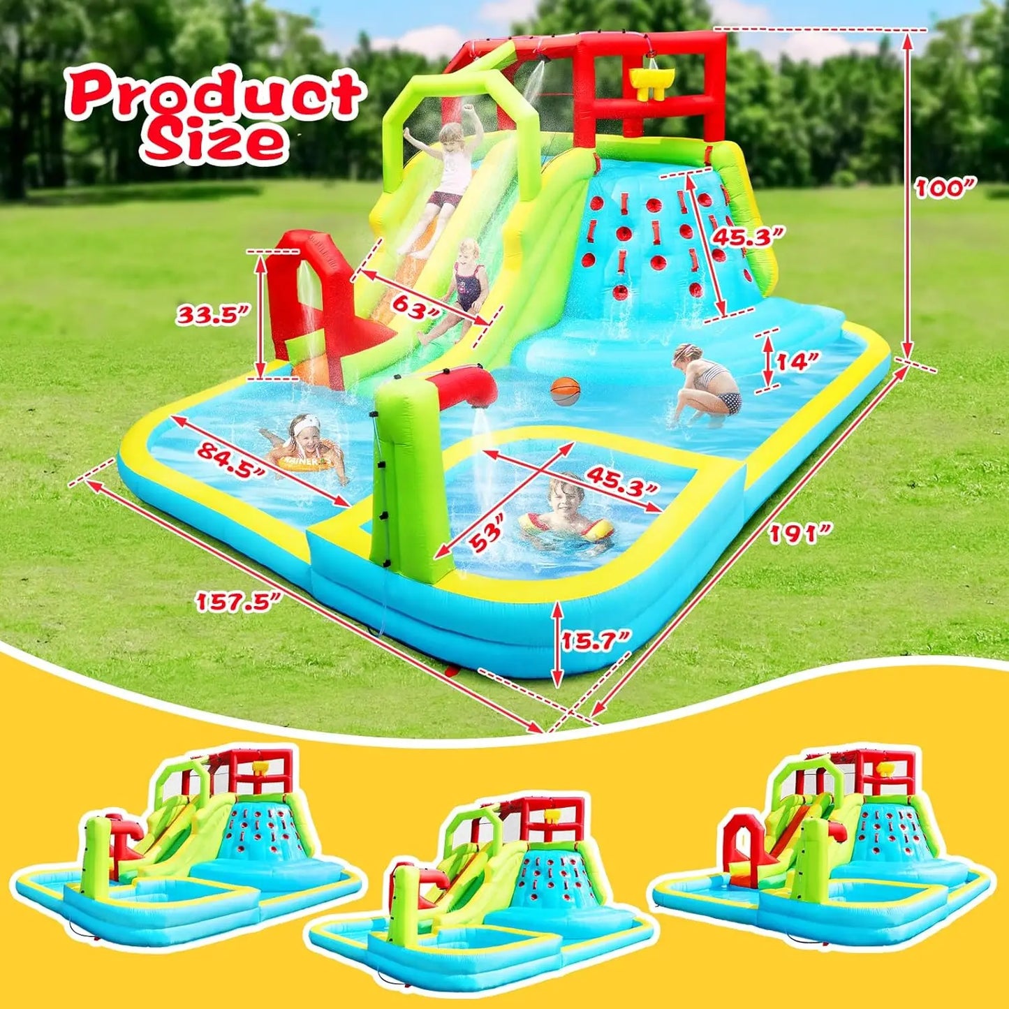 Inflatable Water Slide Park with Splash Pool