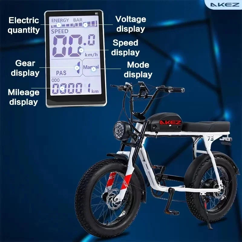 AKEZ E-Bike 1500W Motor 48V18AH Lithium Battery