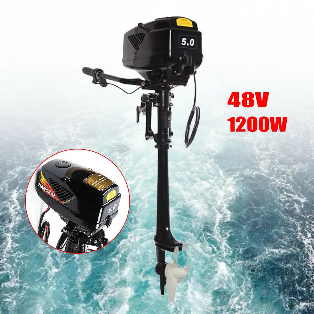 HANGKAI Outboard Motor Boat Engine long shaft 48V 1200W Electric Fishing Boat Engine 3000 rpm