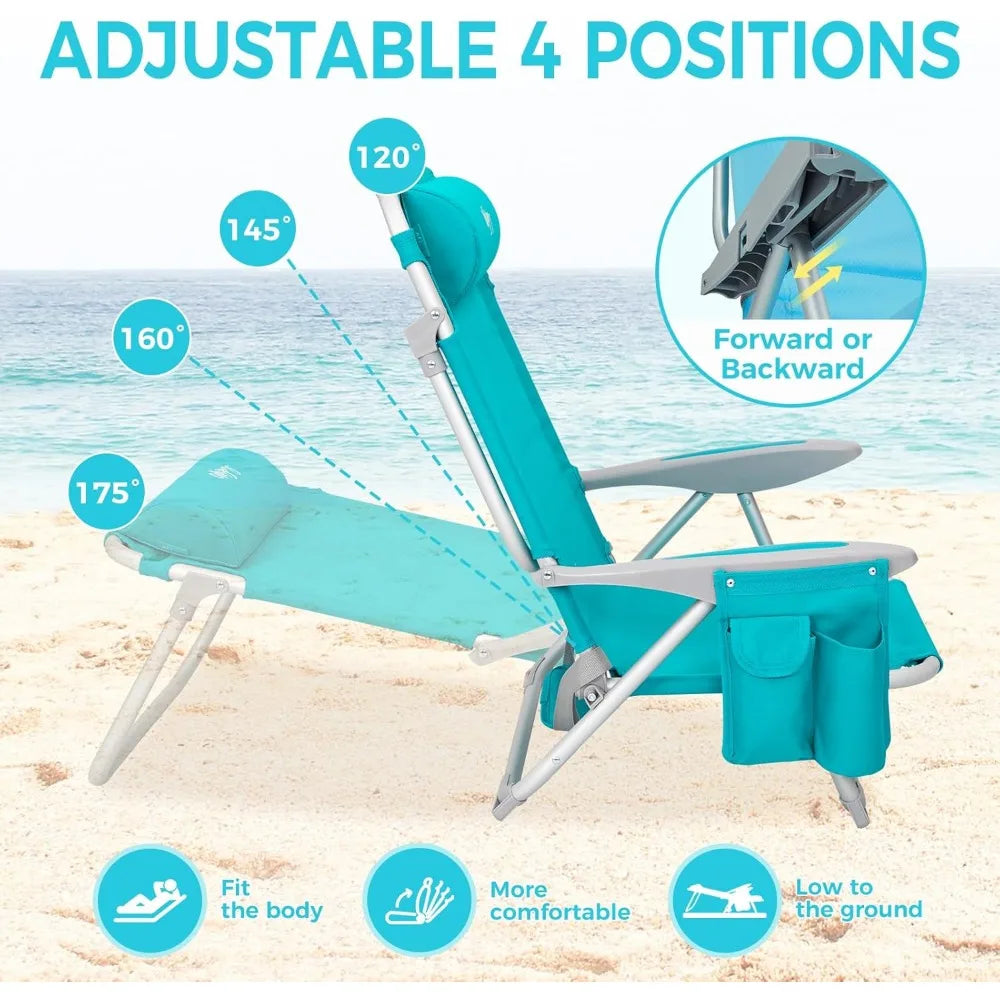 Camping Chair for Adults, 4-Position Aluminum Lightweight Beach Chair