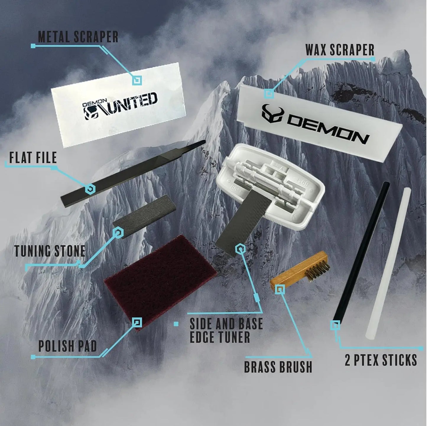 Complete Basic Tune Kit with Wax- Everything Needed to do a Basic Tune and Wax for Your Skis and Snowboard