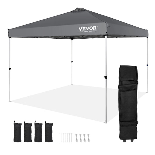 VEVOR Pop Up Canopy Tent 250D PU Silver Coated Tarp with Portable Roller Bag and 4 Sandbags Waterproof