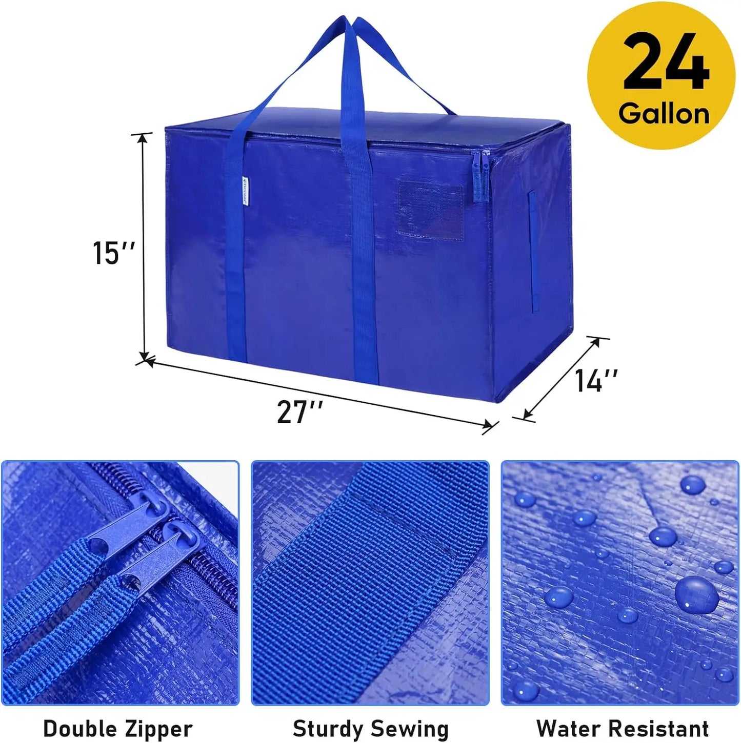 Extra Large Moving Bags with Zippers & Carrying Handles, Heavy-Duty Storage Tote Moving Boxes for Space Saving 8 Pack