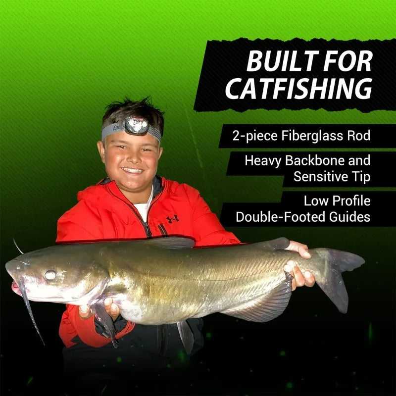 Championship Catfish Rod: 2 Piece, Medium Heavy Chop Stick, Sensitive Tip for Detecting Bites