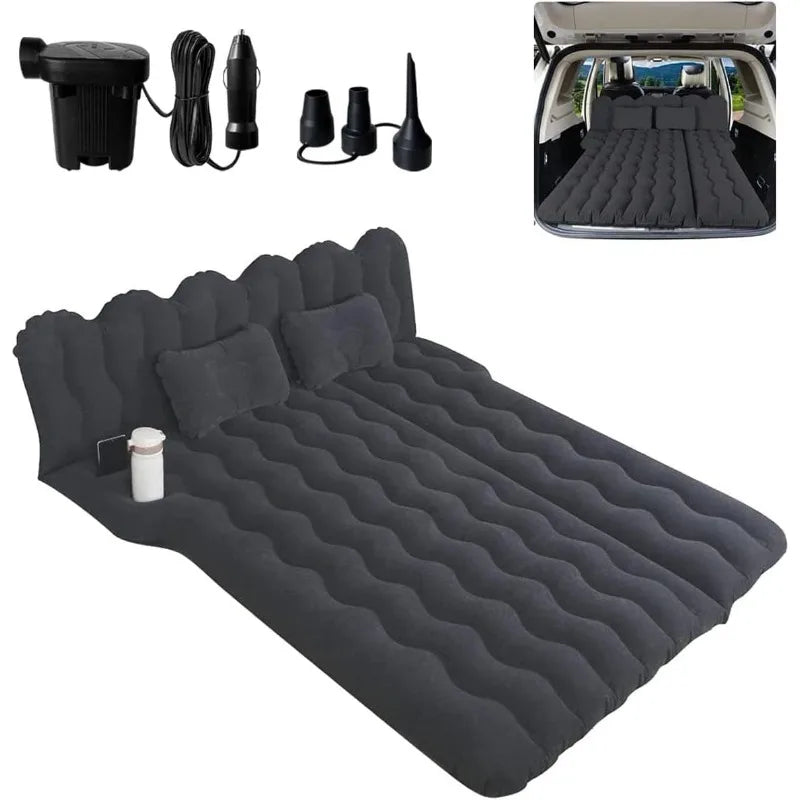 Air Mattress, Inflatable Car Mattress Bottle and Phone Holder Thickened Flocking & PVC Surface Car Bed