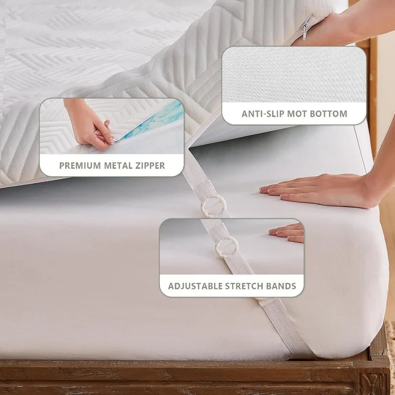 Memory Foam Mattress Topper Full - 7-Zone Bed Topper with Air Mattress Cover - 4 inch Cooling Gel Bed Mattress Pad