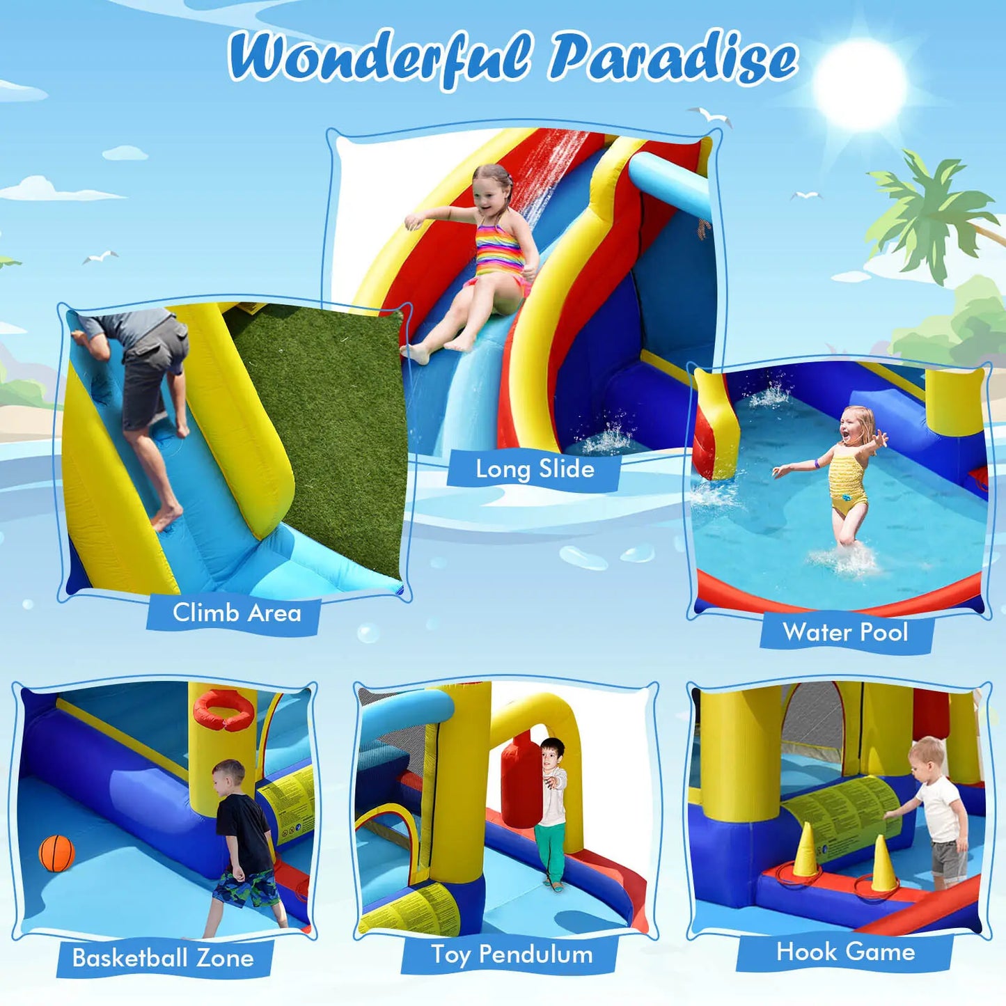 Costway 7-in-1 Inflatable Water Slide Water