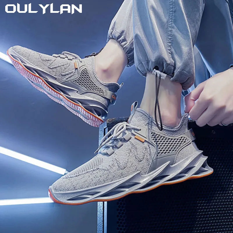 Oulylan Breathable Men Running Shoes Lightweight Sneakers Anti-slip Outdoor Men's Sneakers Soft Sports Shoes Walking Tennis