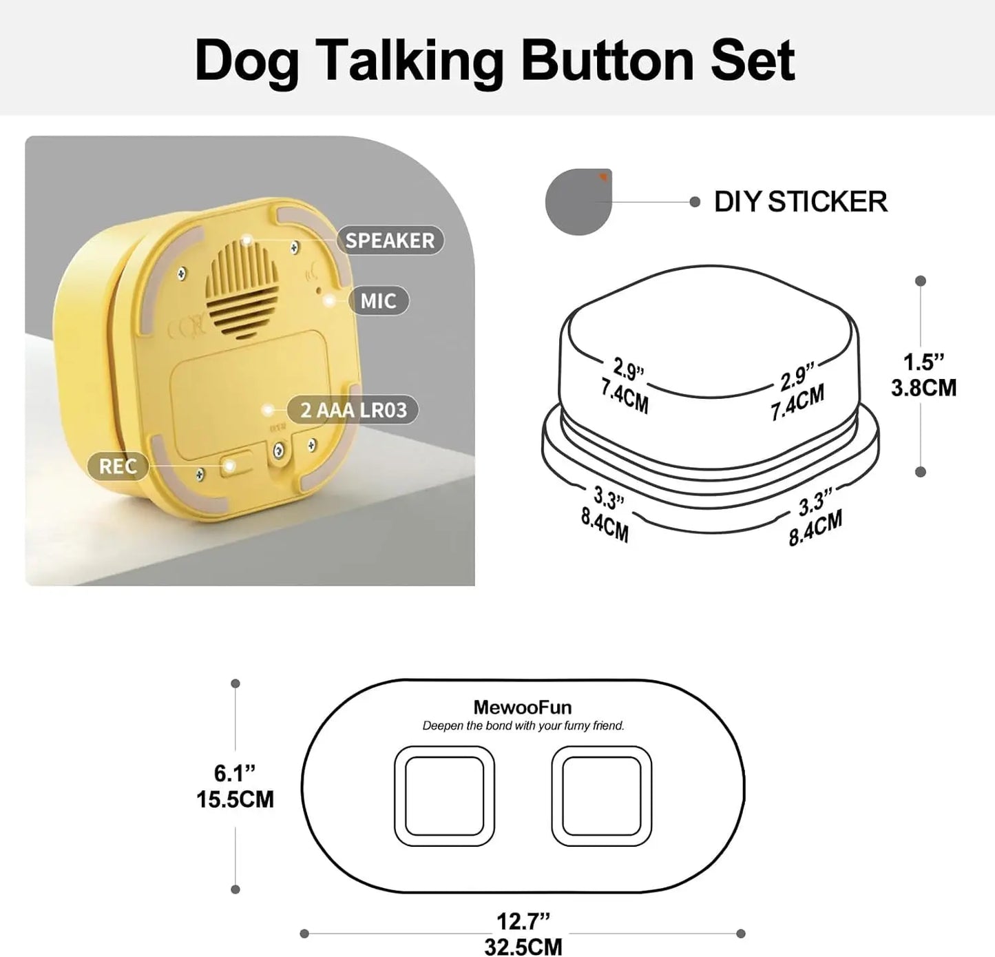 Mewoofun Voice Recording Button Pet Toys Dog Buttons for Communication Pet