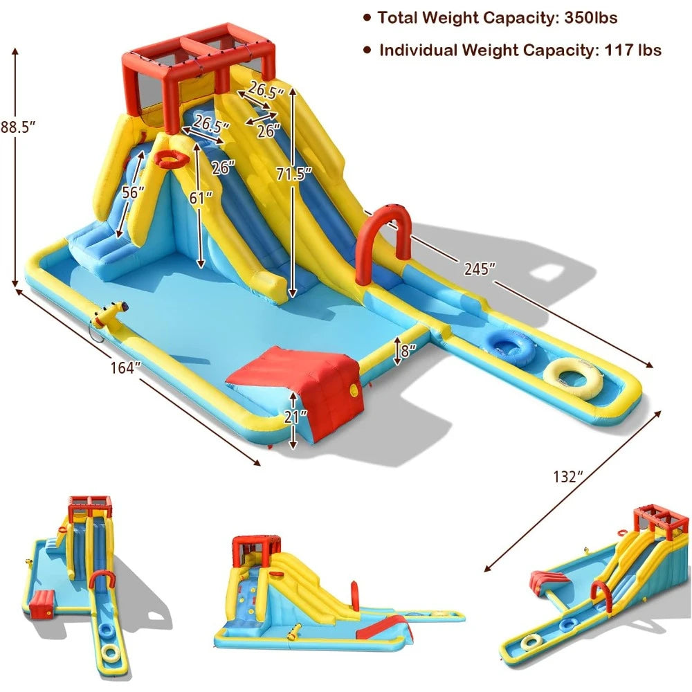 Inflatable Water Slide, 20.5x11FT Kids Mega Waterslide Park w/Dual Slides, 950W Blower