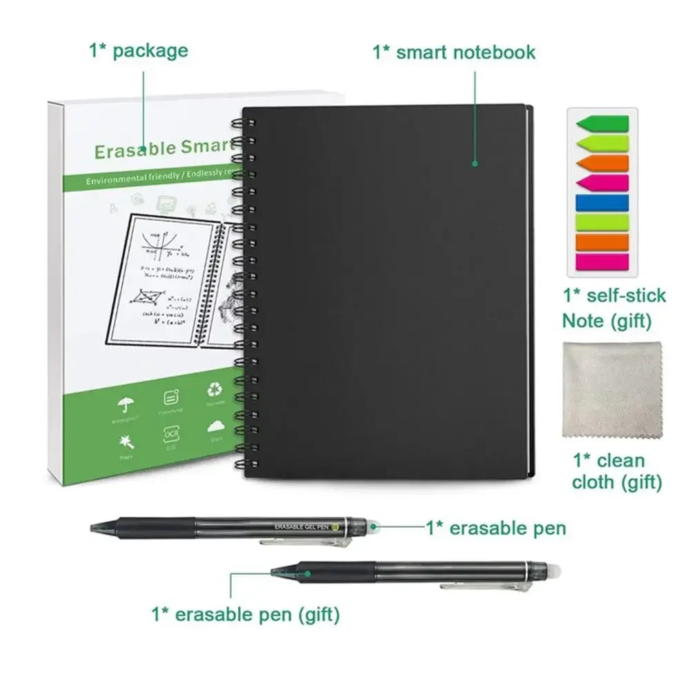 A4 Reusable Erasable Notebook With Pen&Cloth