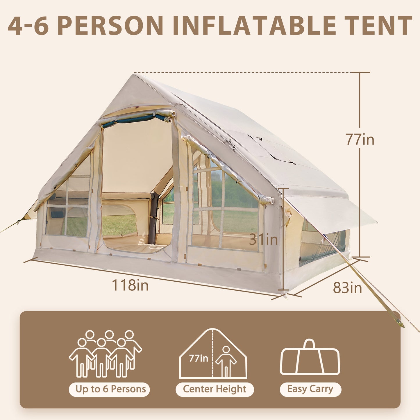 Inflatable Tent for Camping with Pump