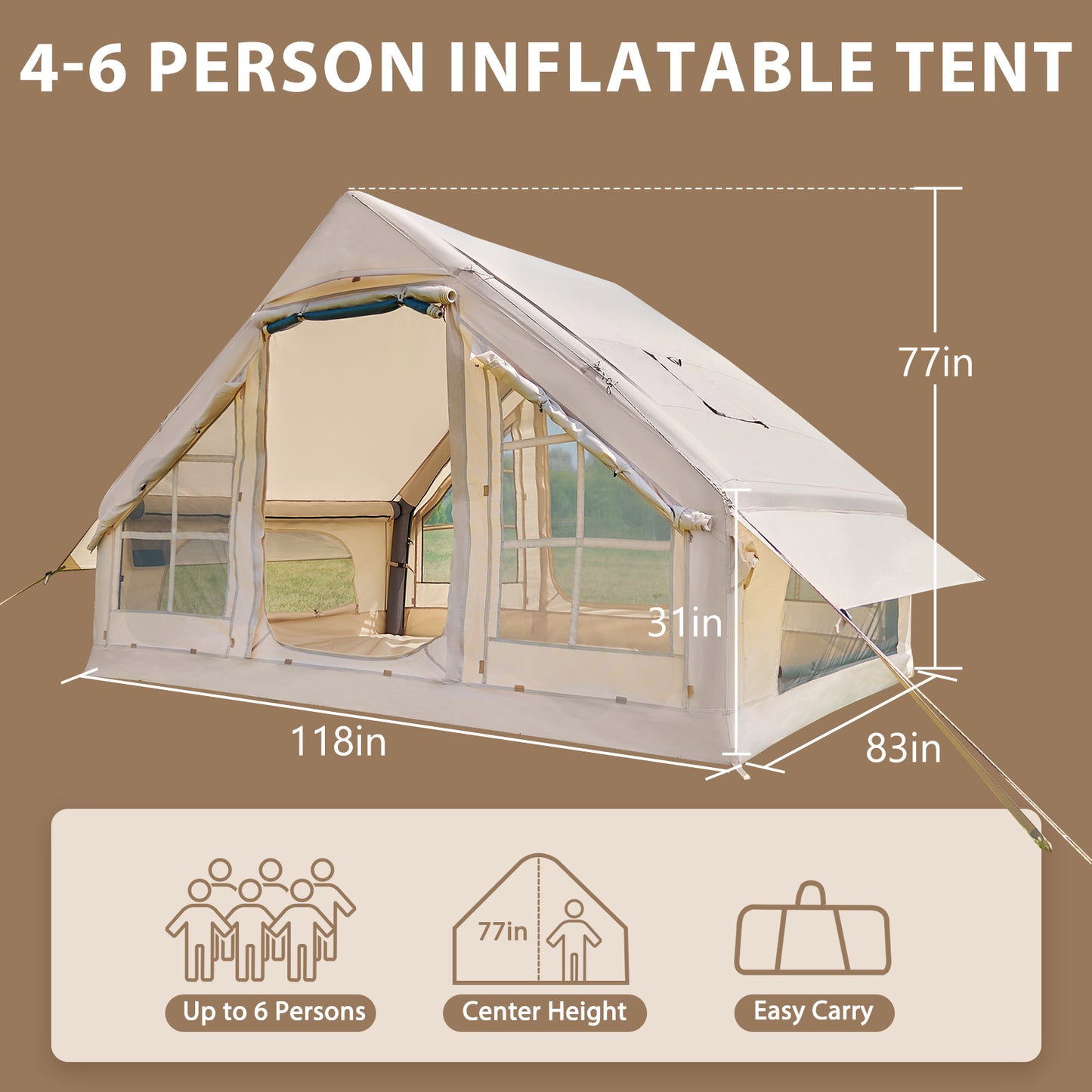 Inflatable Tent for Camping with Pump